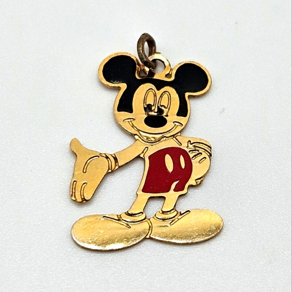 VINTAGE Disney Mickey Mouse Gold Tone Pendant Charm - Picture 5 of 5
